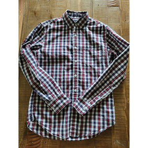 J Crew Shirt Mens Small Plaid Lightweight Slim Fit Long Sleeve White Red